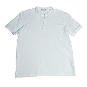 Zara White Short Sleeve Henley Tee Classic Design